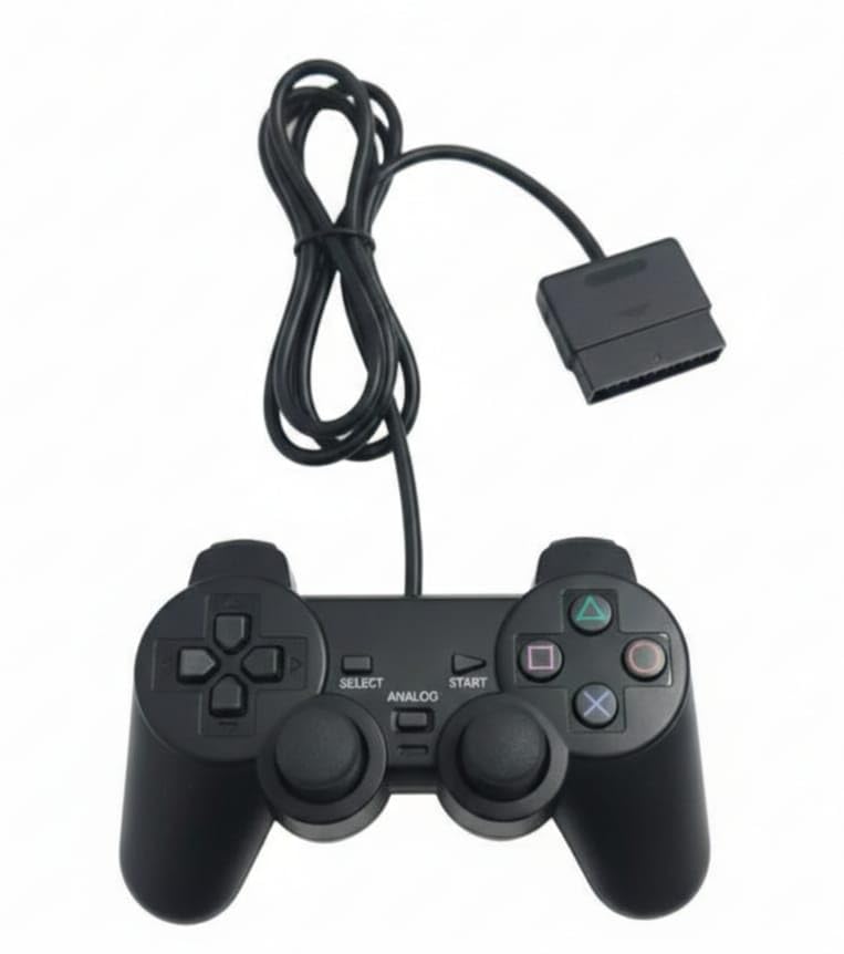 Premium PS2 Compatible Wired Controller – High-Performance Gamepad for PlayStation 2 (All Models) Ergonomic Gamepad with Dual Vibration Feedback, Precision 360° Analog Sticks, Ergonomic Pro Grip - (Black)