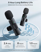 K9 Wireless Lavalier Microphone – Plug & Play Wireless Mic for iPhone, Android & PC – Dual Mic