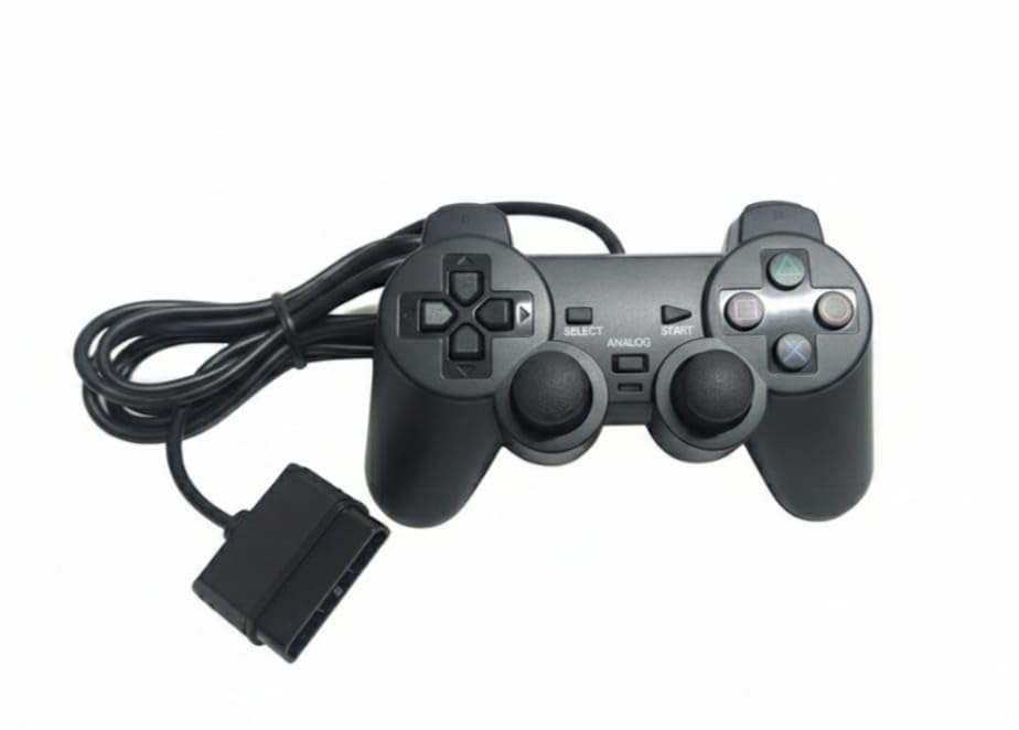 Premium PS2 Compatible Wired Controller – High-Performance Gamepad for PlayStation 2 (All Models) Ergonomic Gamepad with Dual Vibration Feedback, Precision 360° Analog Sticks, Ergonomic Pro Grip - (Black)
