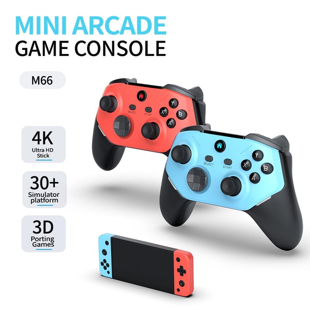 M66 Retro Game stick Console 4K Mini Arcade with Dual wireless Controller Gaming Console for TV Video Game for Kids (Best Gift & Fun)