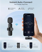 K9 Wireless Lavalier Microphone – Plug & Play Wireless Mic for iPhone, Android & PC – Dual Mic