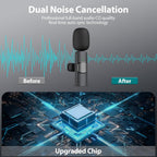 K9 Wireless Lavalier Microphone – Plug & Play Wireless Mic for iPhone, Android & PC – Dual Mic