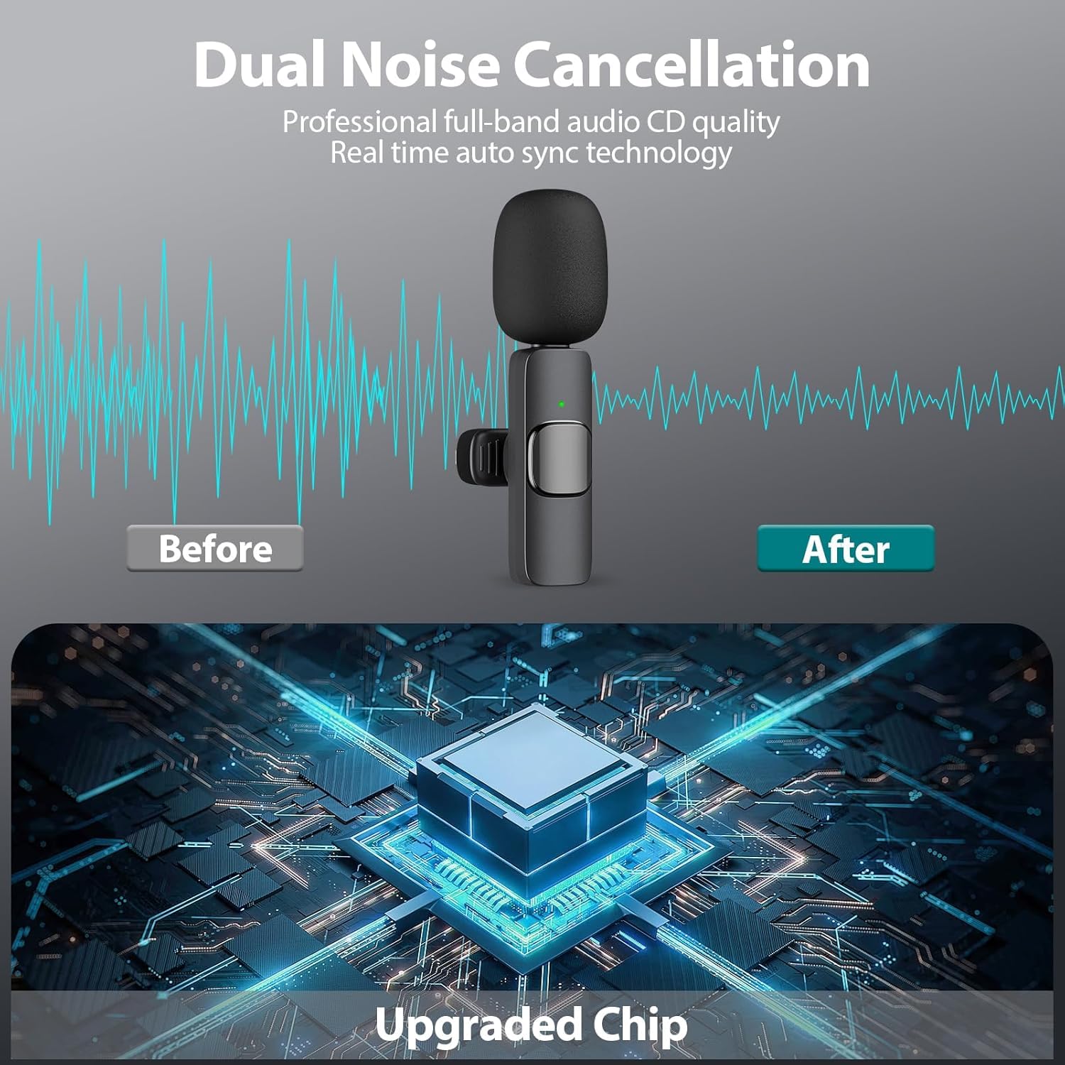 K9 Wireless Lavalier Microphone – Plug & Play Wireless Mic for iPhone, Android & PC – Dual Mic
