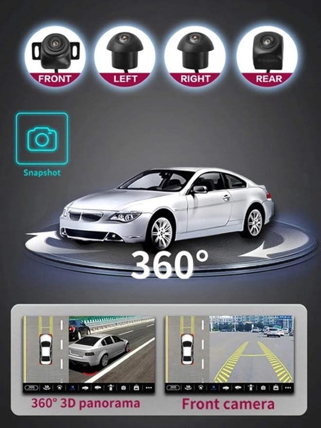 Universal 360° Car Camera System & Complete Wiring Kit