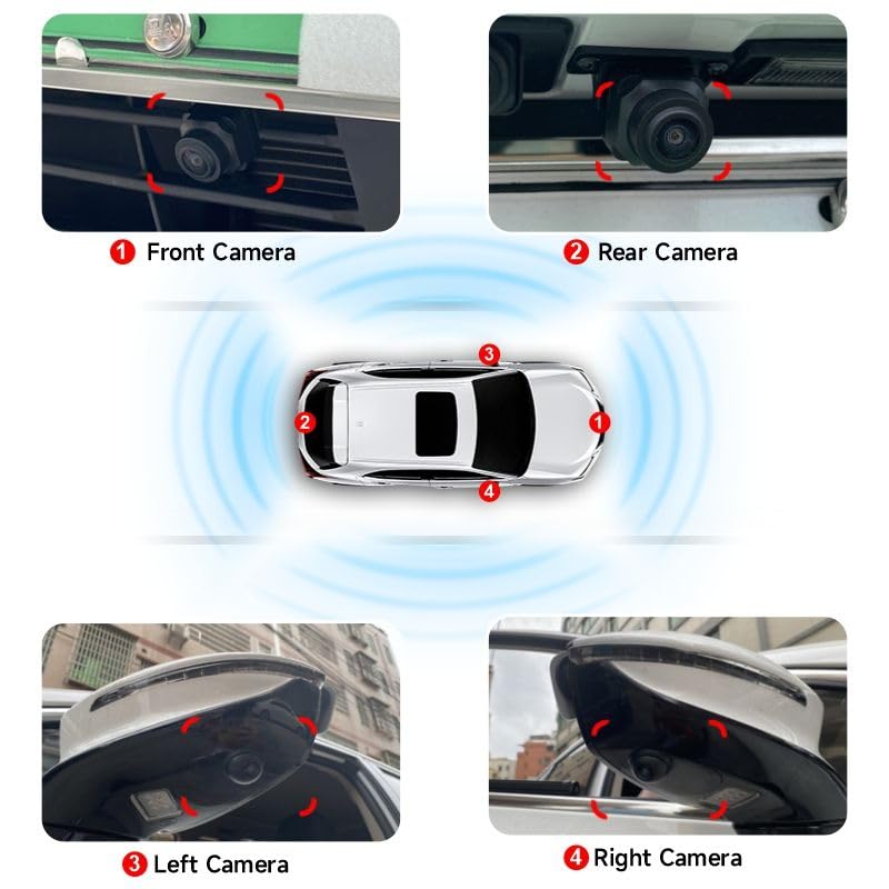 Universal 360° Car Camera System & Complete Wiring Kit