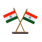 Indian Flag Hindustan Tiranga for Car Dashboard Table Home Decoration Decor Cross Design Stand