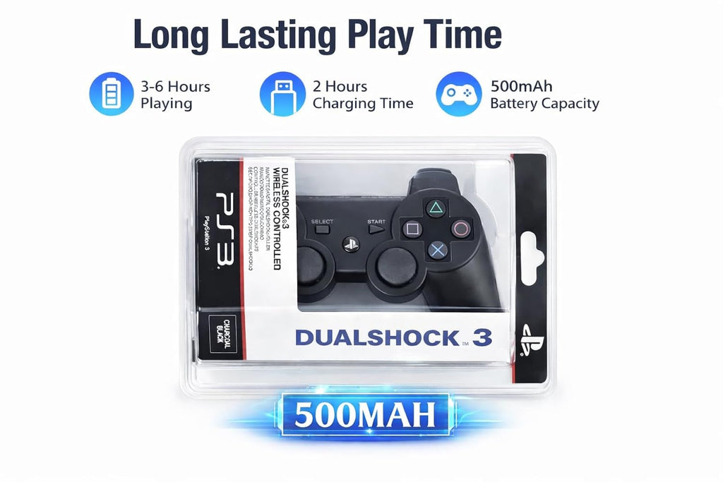 PS3 Dualshock Controller | Wireless Remote|Playstation 3|Compatible with PS-3 All Models (CHARGING CABLE NOT INCLUDED) Gaming Remote Control PS-3 DualShock