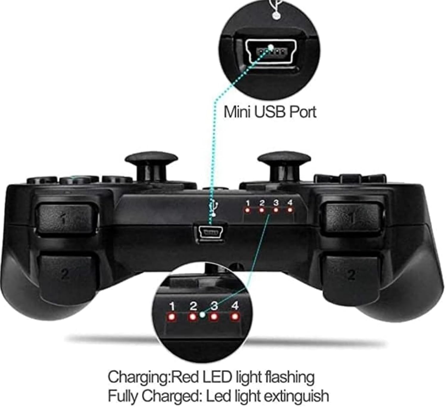 PS3 Dualshock Controller | Wireless Remote|Playstation 3|Compatible with PS-3 All Models (CHARGING CABLE NOT INCLUDED) Gaming Remote Control PS-3 DualShock